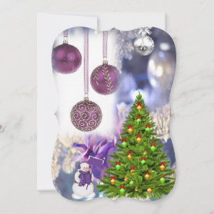 Christmas Holiday Flat Greeting Card, Snowman Card