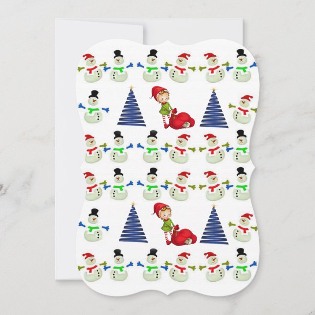 Christmas Holiday Flat Greeting Card, Snowman Card (Front)