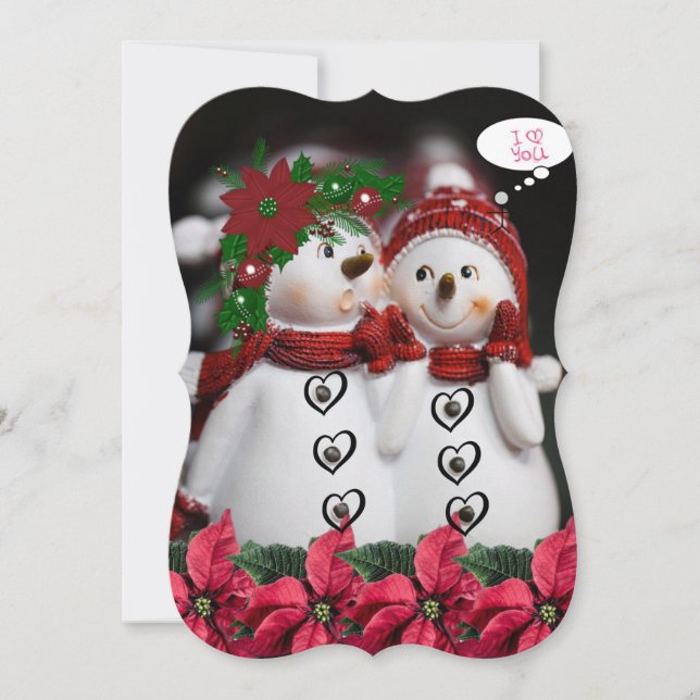 Christmas Holiday Flat Greeting Card, Snowman Card (Front)