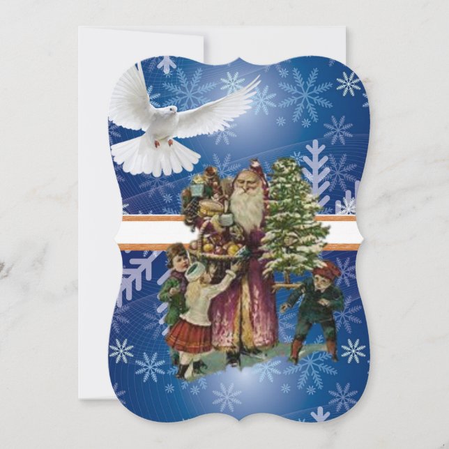 Christmas Holiday Flat Greeting Card, Vintage Card (Front)