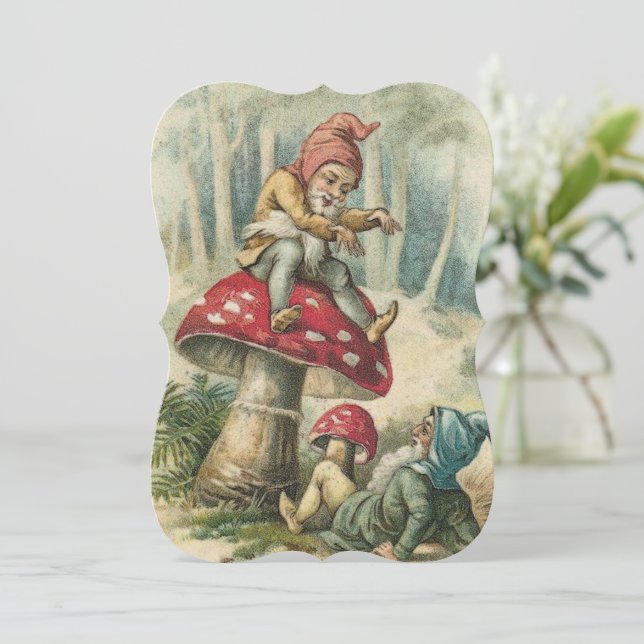 Christmas Holiday Flat Greeting Card, Vintage Elf Card (Standing Front)