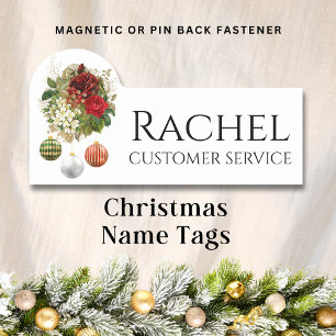 Christmas Holiday Floral Bouquet Personalised Name Name Tag