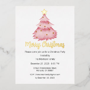 Christmas Holiday Foil Postcard, Christmas Invite