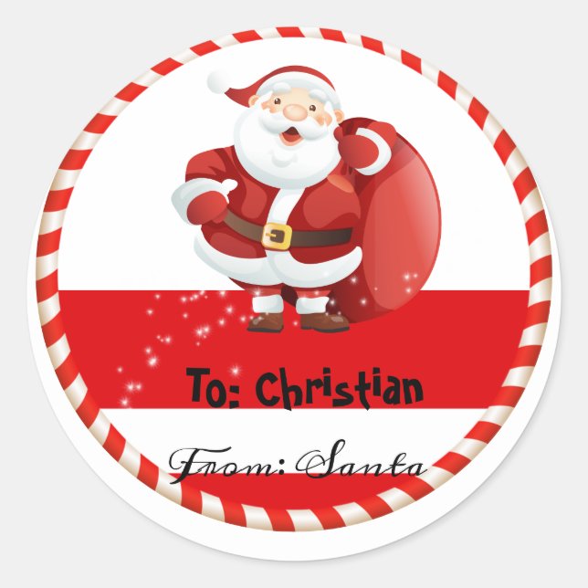 Christmas Holiday From Santa To Classic Round Sticker (Front)