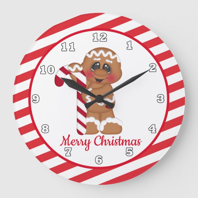 Christmas Holiday gandy cane gingerbread clock (Front)