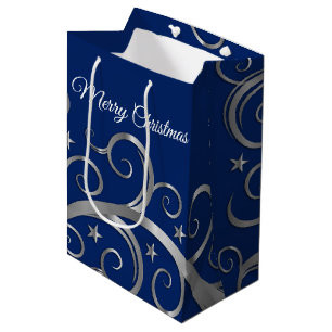Christmas Holiday Gift Bag Majestic Swirls Blue