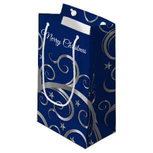 Christmas Holiday Gift Bag Majestic Swirls Blue