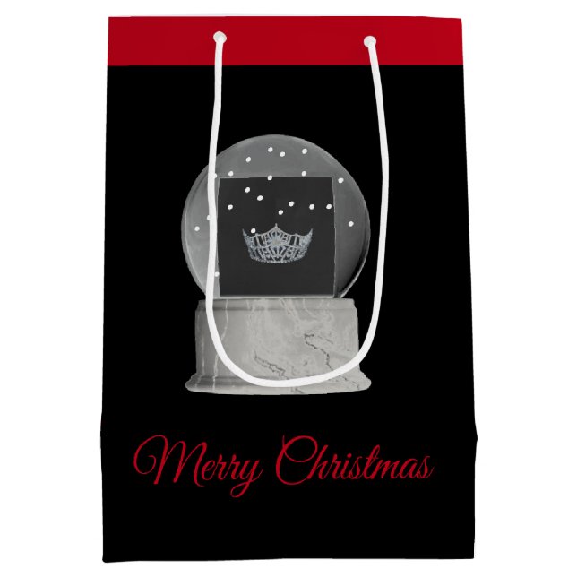 Christmas Holiday Gift Bag Miss America Snow Globe (Back)