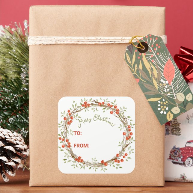 Christmas Holiday Gift Square Sticker (Holiday)