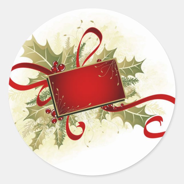 Christmas Holiday Gift Tag with Holly (Front)