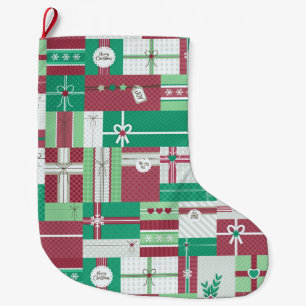 Christmas holiday gifts mosaic xmas design large christmas stocking