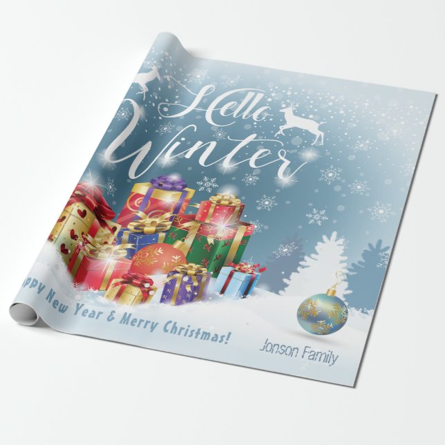 Christmas Holiday Gifts with Your Wishes, Personal Wrapping Paper (Unrolled)