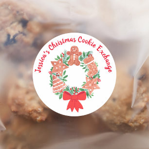 Christmas Holiday Gingerbread Cookie Exchange Classic Round Sticker