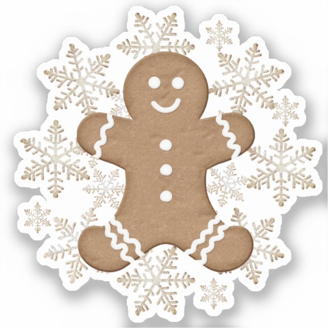 Christmas Holiday Gingerbread Man and Snowflakes (Front)