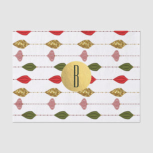 Christmas Holiday Glam Ornaments Monogram Logo Tissue Paper