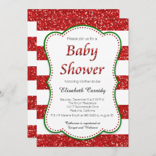 Christmas Holiday Glitter Baby Shower Invitation