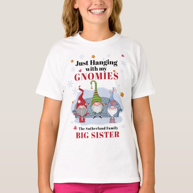 Christmas Holiday Gnomes Family Matching Sister T-Shirt (Front)