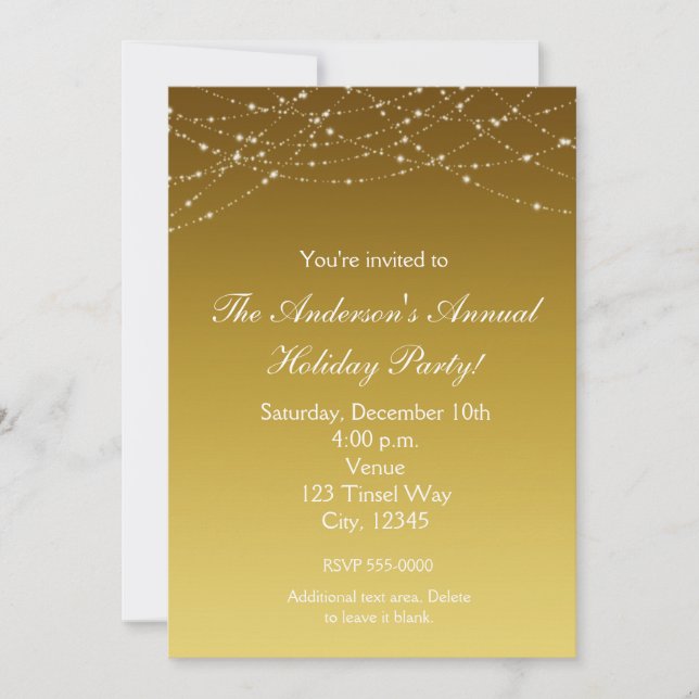 Christmas Holiday Gold Glitter Elegant Invitation (Front)