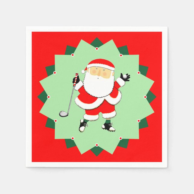 Christmas Holiday Golf Party Napkin (Front)