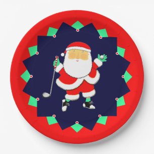 Christmas Holiday Golf Party Paper Plate