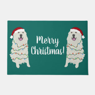 Christmas Holiday Great Pyrenees  Doormat