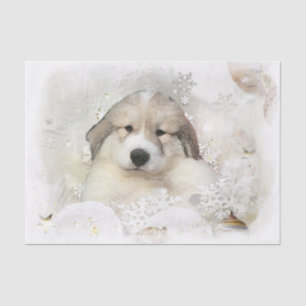 Christmas Holiday Great Pyrenees Pup Watercolor Tissue Paper