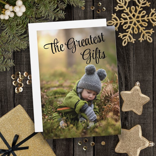 Christmas Holiday Greatest Gift Photo Family Name Card (Creator Uploaded)