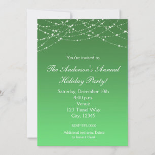 Christmas Holiday Green Glitter Elegant Invitation
