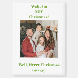 Christmas holiday green text photo magnet