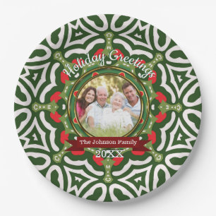 Christmas Holiday Greetings Family Photo Keepsake  Paper Plate