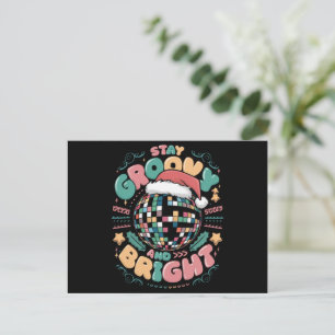 Christmas Holiday Groovy Stay Groovy And Bright Postcard