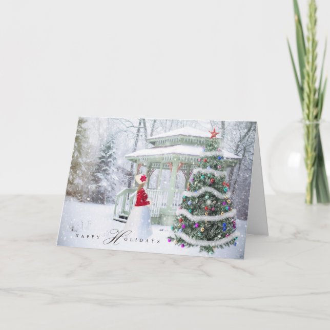 Christmas Holiday - Happy Holiday Xmas Scene Girl Card (Front)