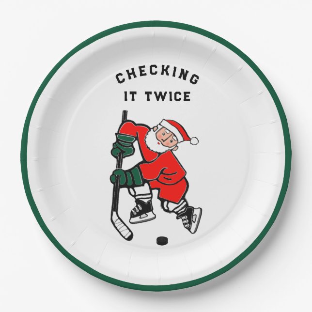 Christmas Holiday Hockey Party Paper Plates Napkin (Front)