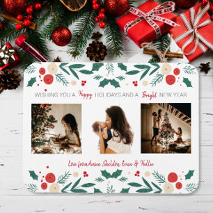 Christmas Holiday holly ivy berry 3 Photo gift Magnet