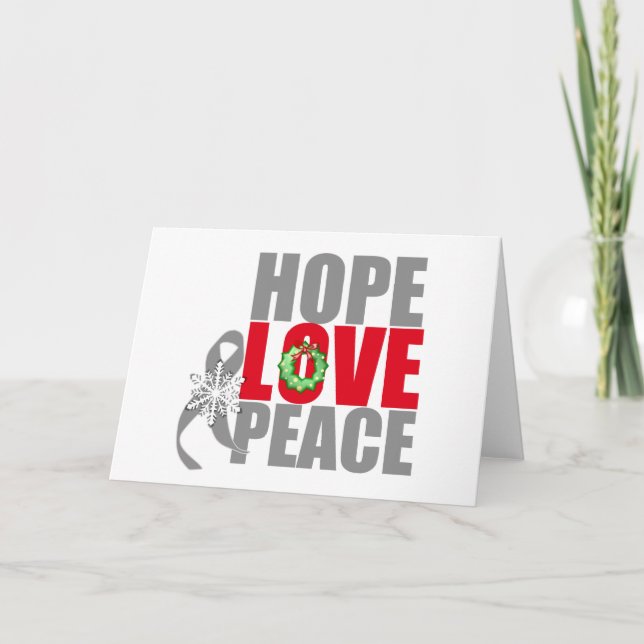 Christmas Holiday Hope Love Peace Brain Cancer Card (Front)