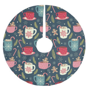 Christmas Holiday Hot Drinks Food Gingerbread Brushed Polyester Tree Skirt