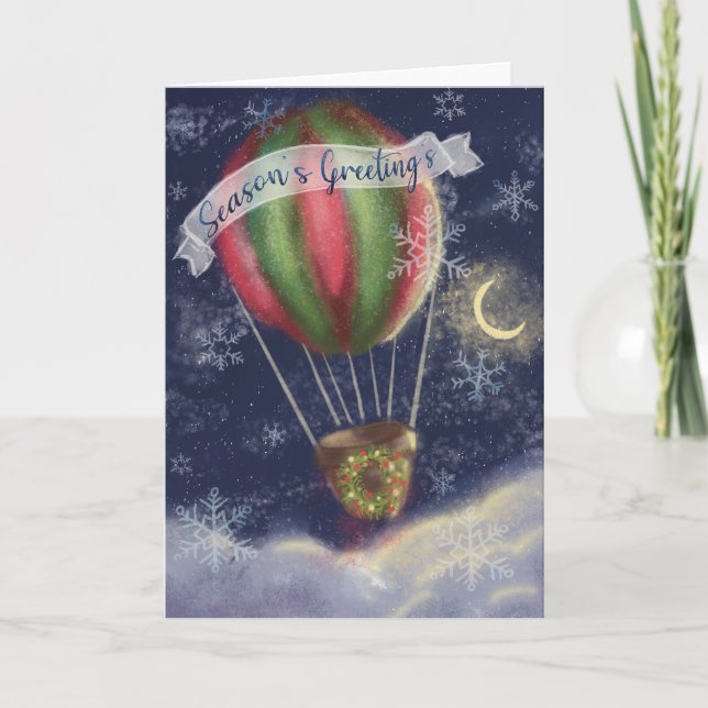 Christmas Holiday HotAir Balloon Card (Front)