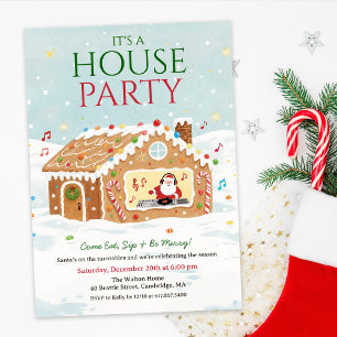 Christmas Holiday House Party Gingerbread House Invitation