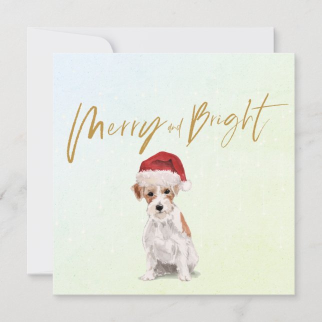 Christmas Holiday Jack Russell Dog Merry Greeting (Front)
