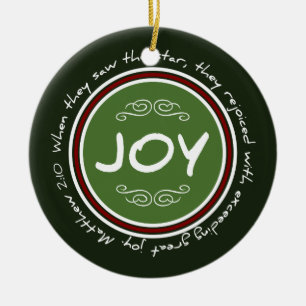 Christmas Holiday Joy Bible Verse Round Ornament