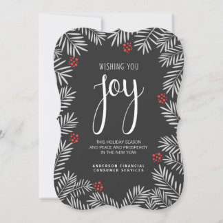 Christmas Holiday Joy Chalkboard Pine Branch Card
