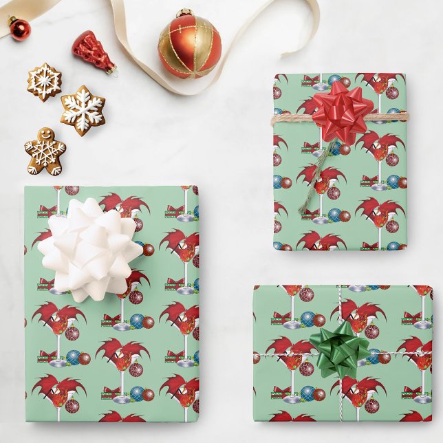 Christmas Holiday Joy Dragon Wrapping Paper Sheet (Creator Uploaded)