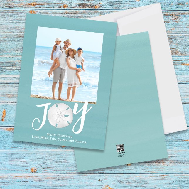 Christmas Holiday Joy Photo Simple Trendy Beach  (Christmas Holiday Joy Creative Typography Beach Photo Card)