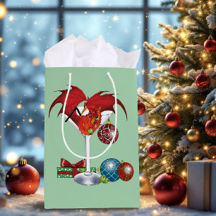 Christmas Holiday Joy Red Dragon Cocktail Cheer Medium Gift Bag