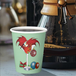 Christmas Holiday Joy Red Dragon Cocktail Cheer Paper Cups