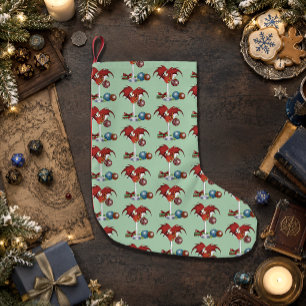 Christmas Holiday Joy Red Dragon Cocktail Cheer Small Christmas Stocking