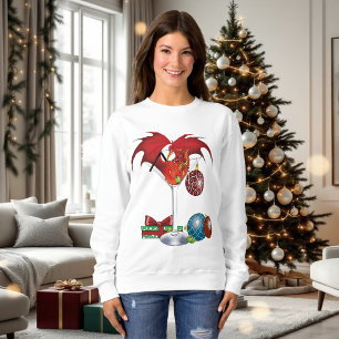 Christmas Holiday Joy Red Dragon Cocktail Cheer Sweatshirt