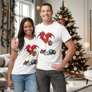 Christmas Holiday Joy Red Dragon Cocktail Cheer T-Shirt