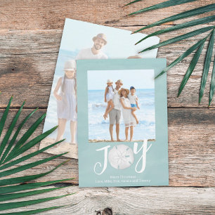Christmas Holiday Joy Simple Trendy Beach 2 Photo Card