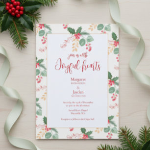 Christmas Holiday Joyful Vintage Floral Wedding In Invitation